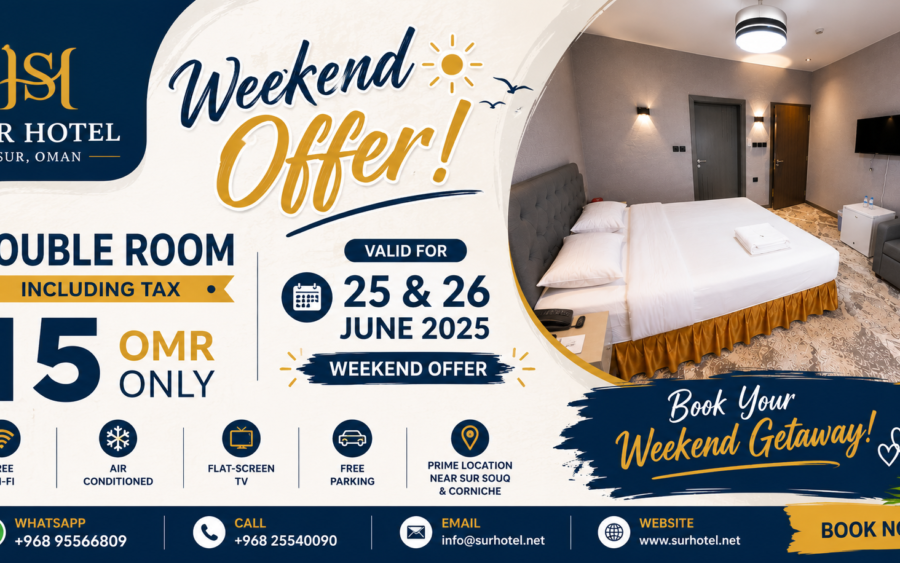 Weekend Offer Sur Hotel – Double Room for Only 15 OMR Including Tax - Weekend Offer Sur Hotel – Amazing Double Room for…